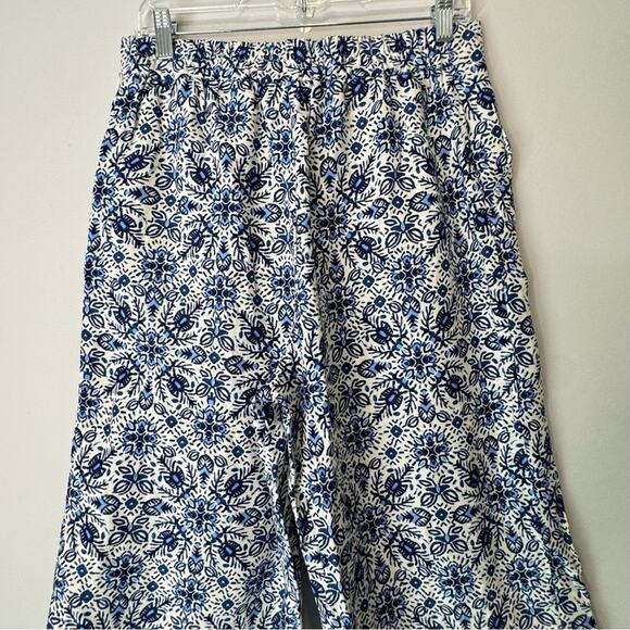 🍁 NWT Joie Linen Blend Boho Paisley Wide Leg Cropped Lightweight Pants With Tie - Picture 10 of 16
